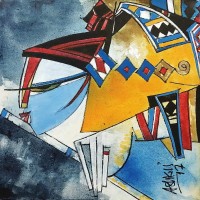 Ashkal,12 x 12 Inch, Acrylic on Canvas,  Figurative Painting, AC-ASH-158